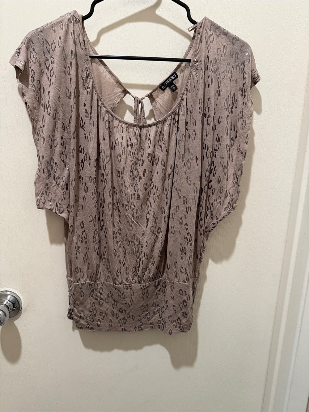 Express Taupe Animal Print Dolman Blouse